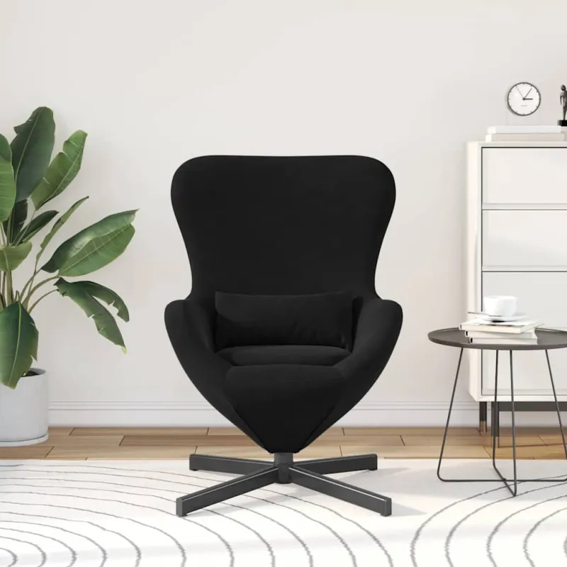 Kiaušinio formos krėslas Juoda 63 x 73 x 90 cm Aksomas