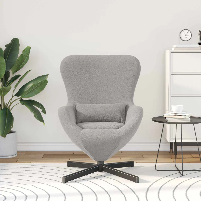 Kiaušinio formos krėslas Šviesiai pilka 63 x 73 x 90 cm audinys