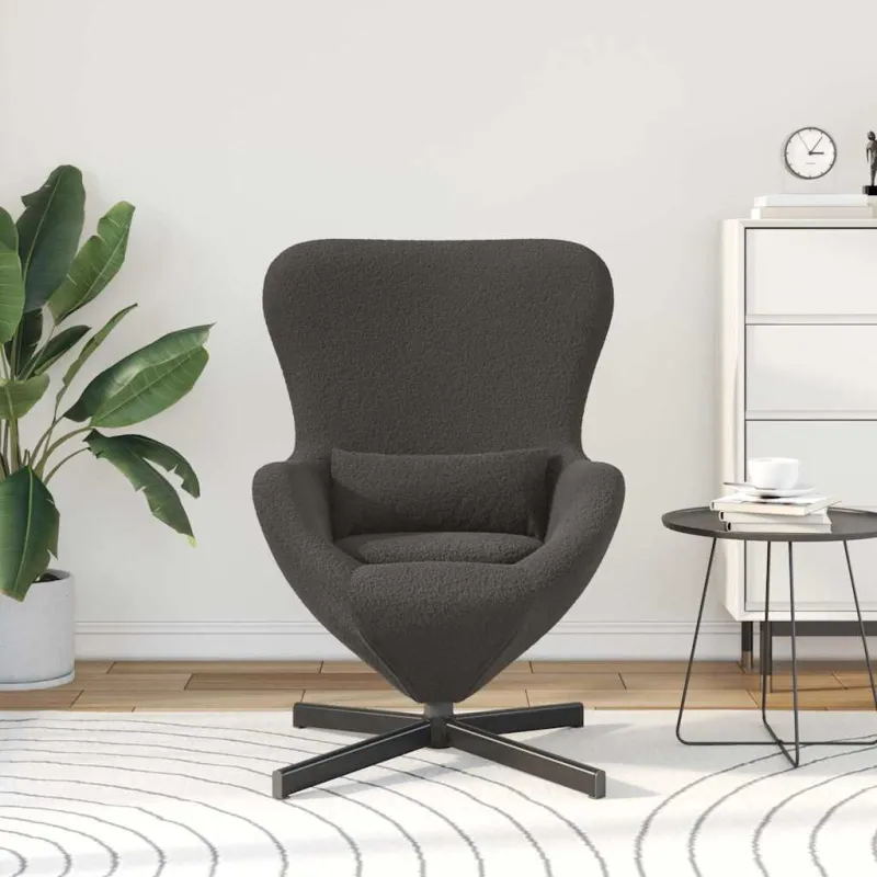 Kiaušinio formos krėslas Tamsiai pilka 63 x 73 x 90 cm audinys