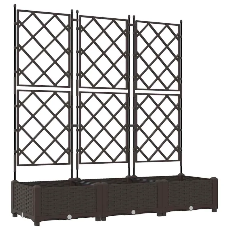 Sodo vazonas 3 pcs Ruda 120 x 40 x 125,5 cm Plastmasė