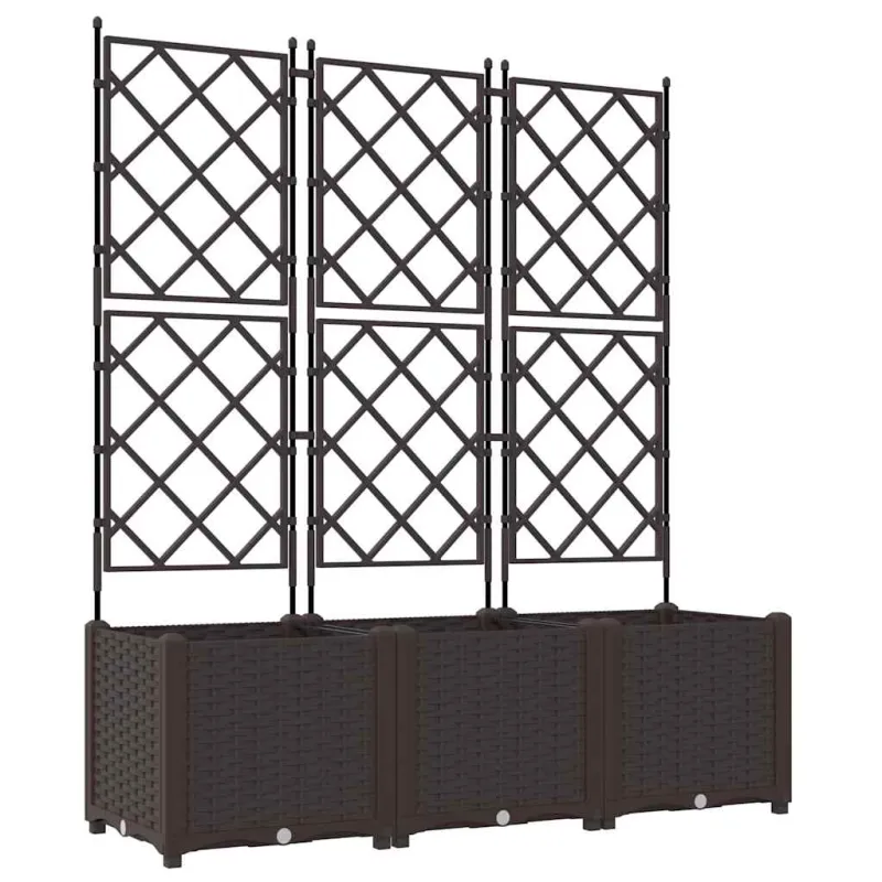 Sodo vazonas 3 pcs Ruda 120 x 40 x 143 cm Plastmasė