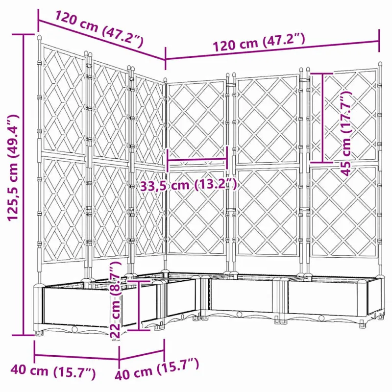Sodo vazonas 5 pcs Ruda 120 x 120 x 125,5 cm Plastmasė