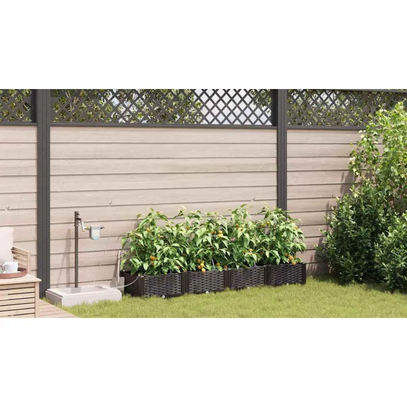 Sodo vazonas 4 pcs Ruda 160 x 40 x 22 cm Plastmasė