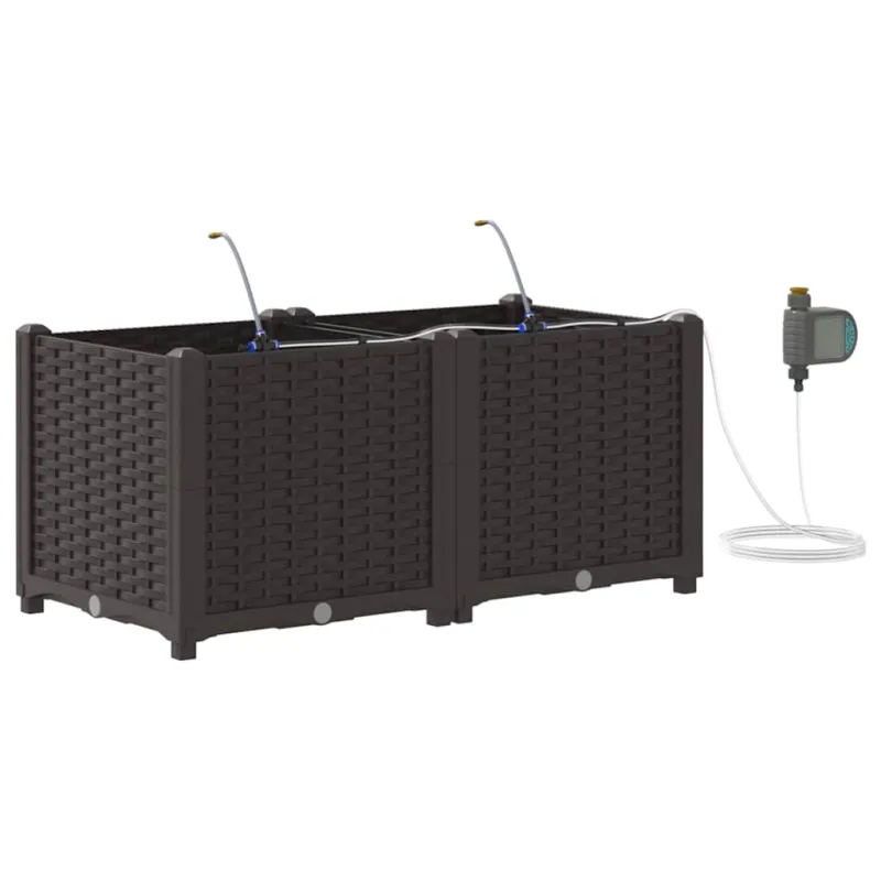 Sodo vazonas 2 pcs Ruda 80 x 40 x 37,5 cm Plastmasė