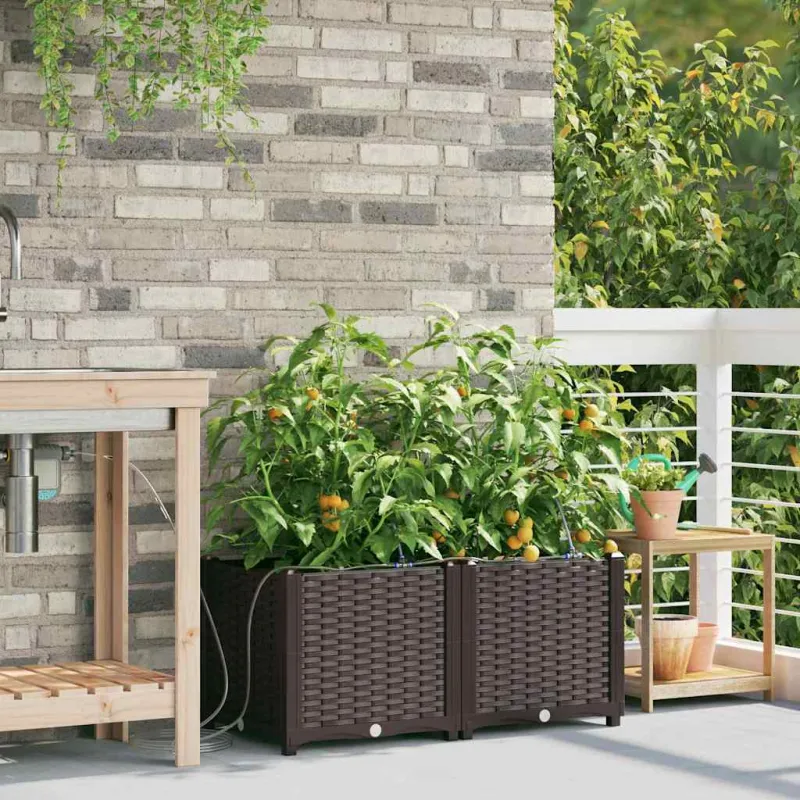 Sodo vazonas 2 pcs Ruda 80 x 40 x 37,5 cm Plastmasė