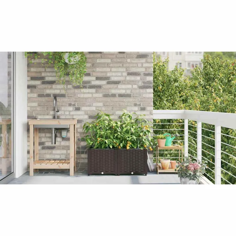 Sodo vazonas 2 pcs Ruda 80 x 40 x 37,5 cm Plastmasė