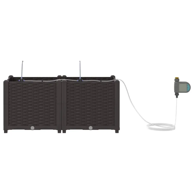 Sodo vazonas 2 pcs Ruda 80 x 40 x 37,5 cm Plastmasė