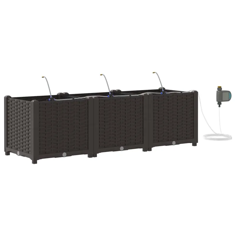 Sodo vazonas 3 pcs Ruda 120 x 40 x 37,5 cm Plastmasė