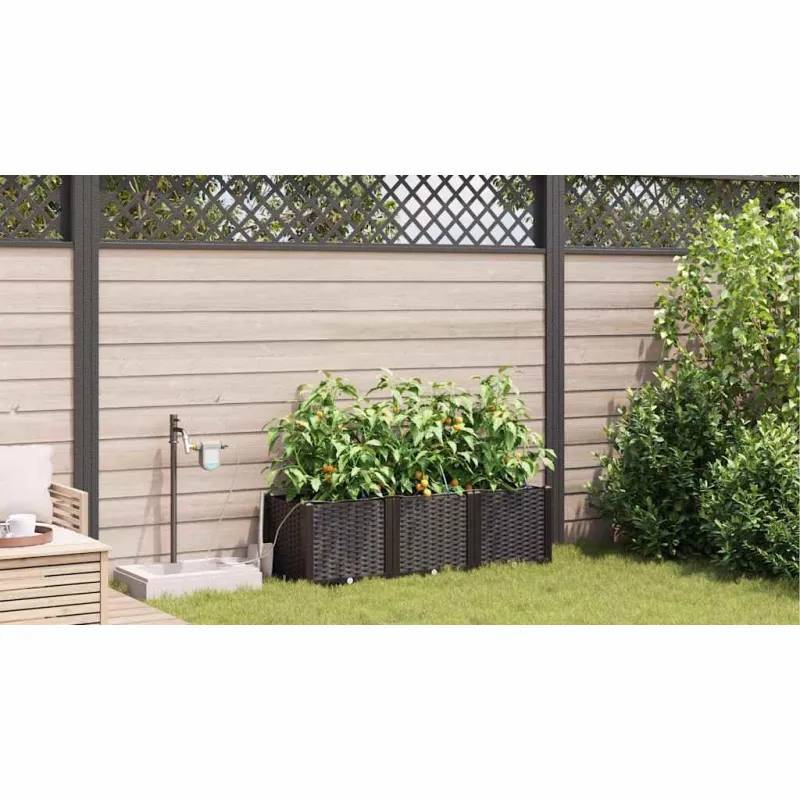 Sodo vazonas 3 pcs Ruda 120 x 40 x 37,5 cm Plastmasė