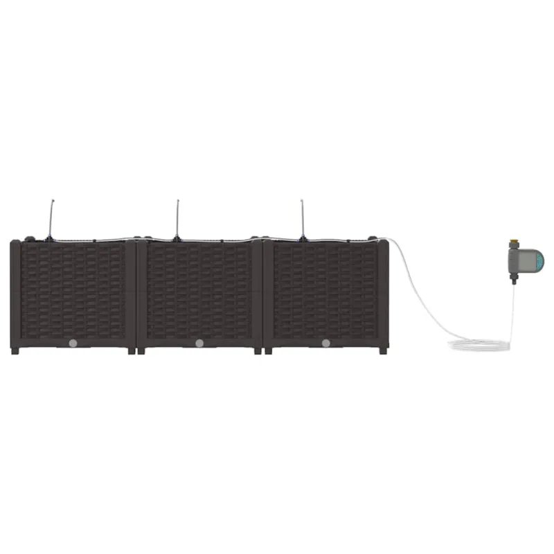 Sodo vazonas 3 pcs Ruda 120 x 40 x 37,5 cm Plastmasė