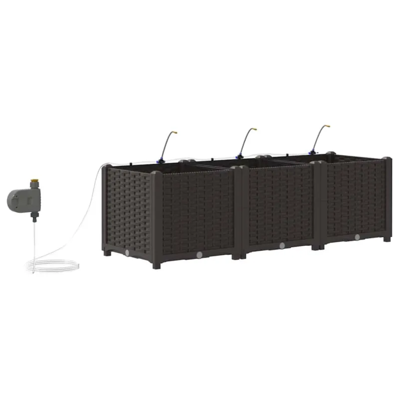Sodo vazonas 3 pcs Ruda 120 x 40 x 37,5 cm Plastmasė