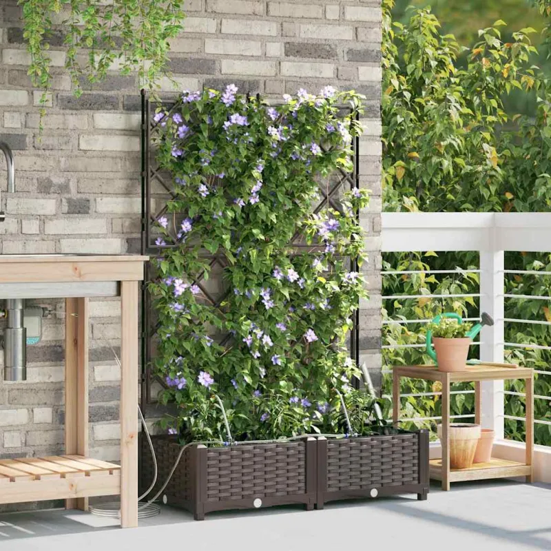 Sodo vazonas 2 pcs Ruda 80 x 40 x 126 cm Plastmasė