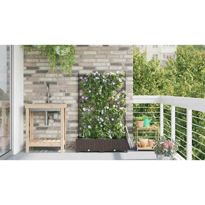 Sodo vazonas 2 pcs Ruda 80 x 40 x 126 cm Plastmasė