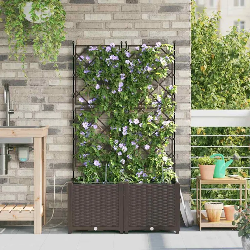 Sodo vazonas 2 pcs Ruda 80 x 40 x 142 cm Plastmasė