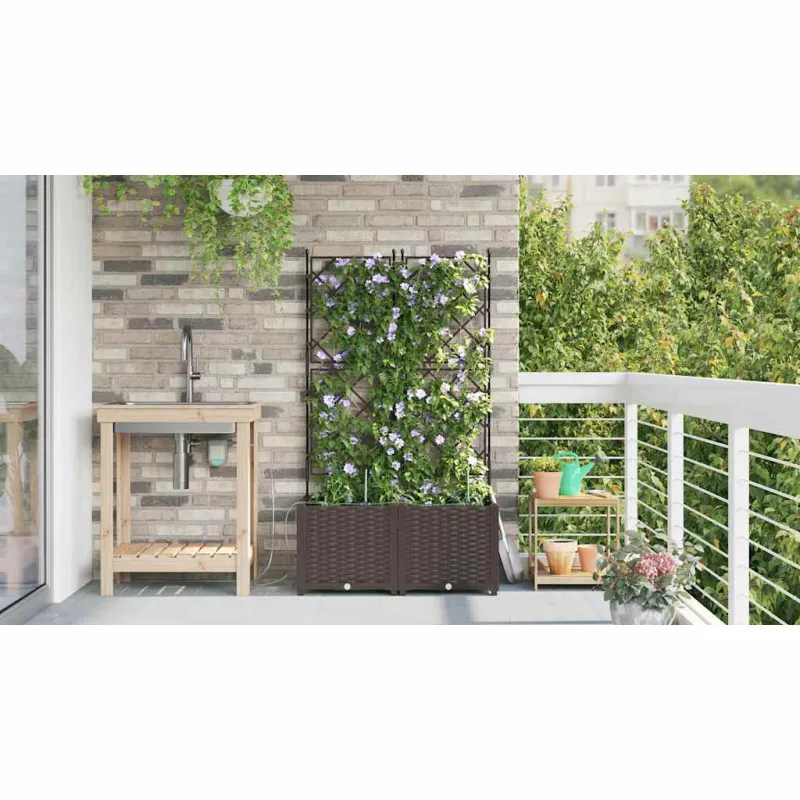 Sodo vazonas 2 pcs Ruda 80 x 40 x 142 cm Plastmasė