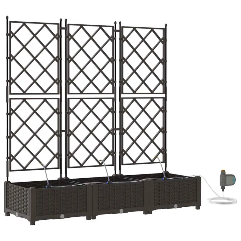 Sodo vazonas 3 pcs Ruda 120 x 40 x 126 cm Plastmasė