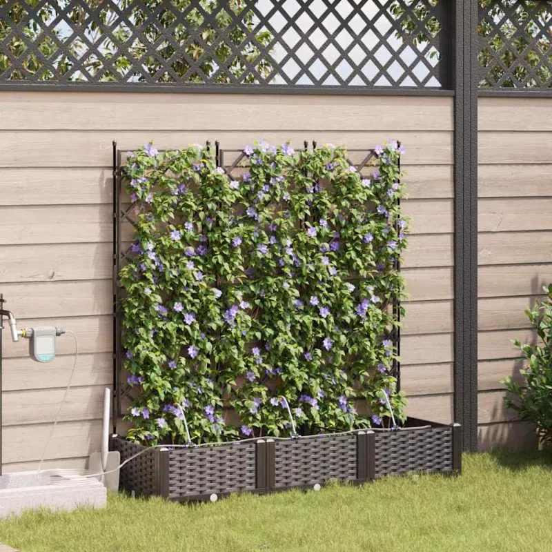Sodo vazonas 3 pcs Ruda 120 x 40 x 126 cm Plastmasė