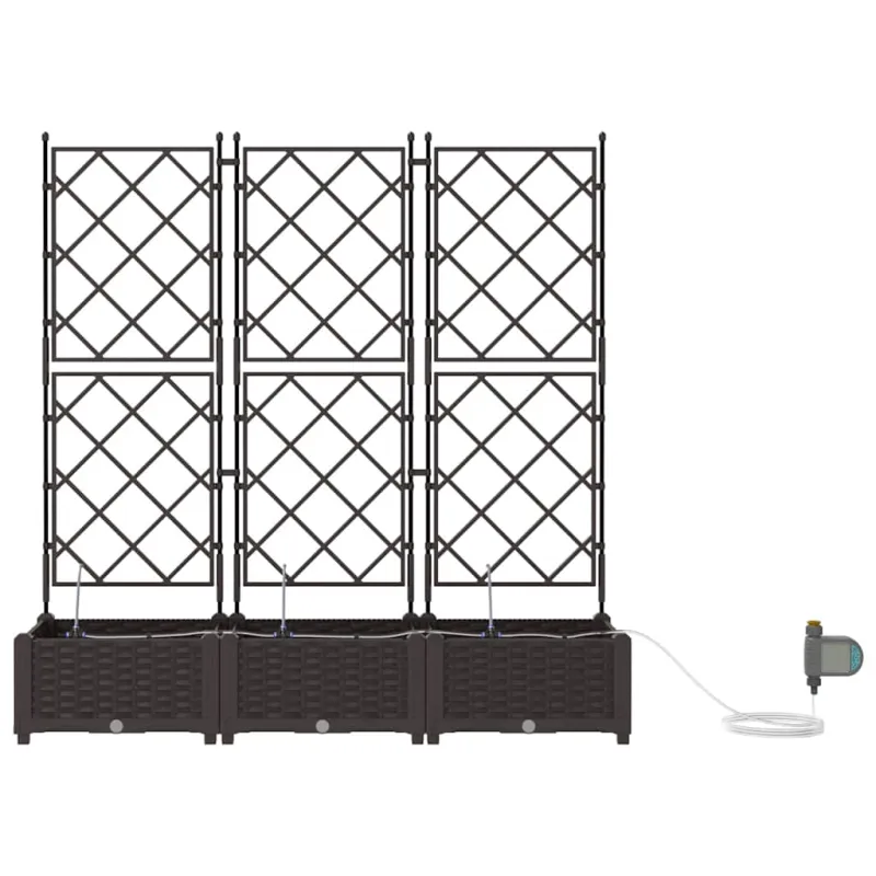 Sodo vazonas 3 pcs Ruda 120 x 40 x 126 cm Plastmasė