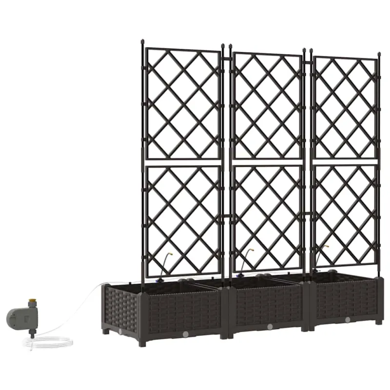 Sodo vazonas 3 pcs Ruda 120 x 40 x 126 cm Plastmasė