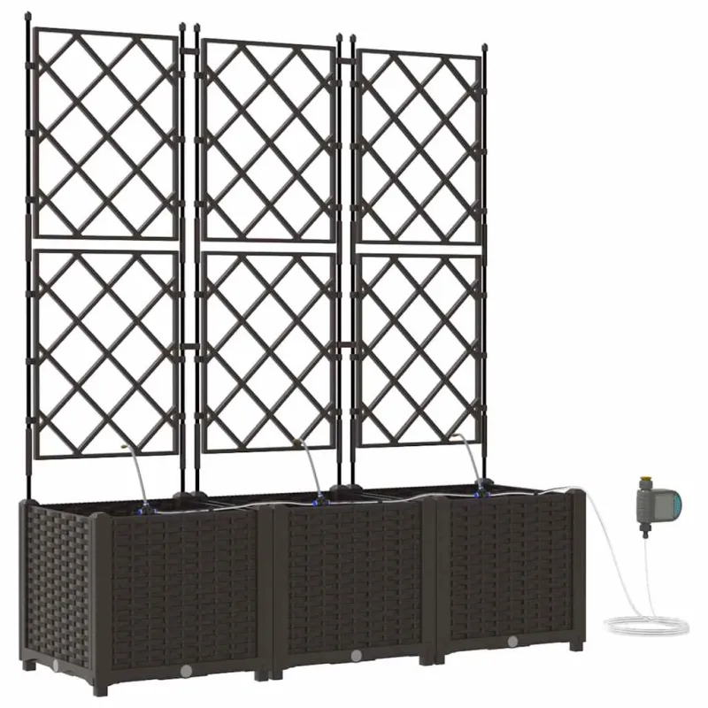 Sodo vazonas 3 pcs Ruda 120 x 40 x 142 cm Plastmasė