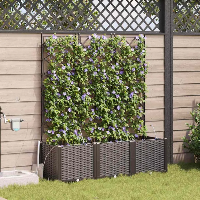 Sodo vazonas 3 pcs Ruda 120 x 40 x 142 cm Plastmasė