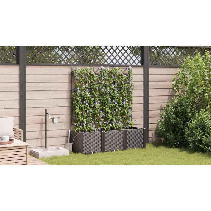 Sodo vazonas 3 pcs Ruda 120 x 40 x 142 cm Plastmasė