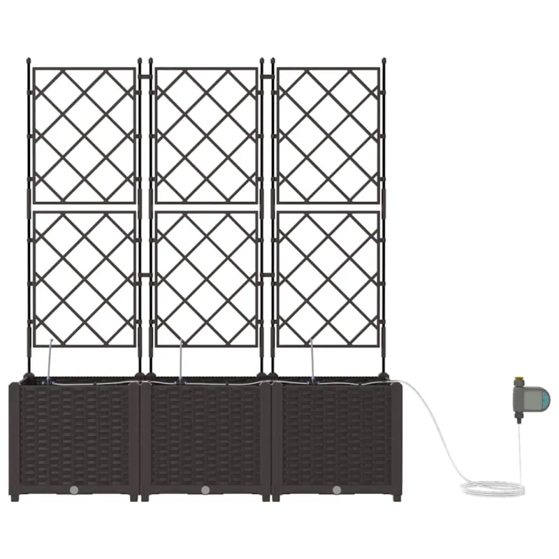 Sodo vazonas 3 pcs Ruda 120 x 40 x 142 cm Plastmasė