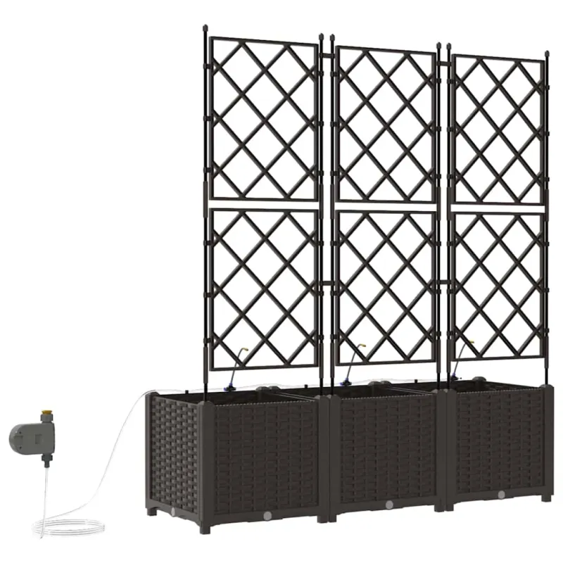 Sodo vazonas 3 pcs Ruda 120 x 40 x 142 cm Plastmasė