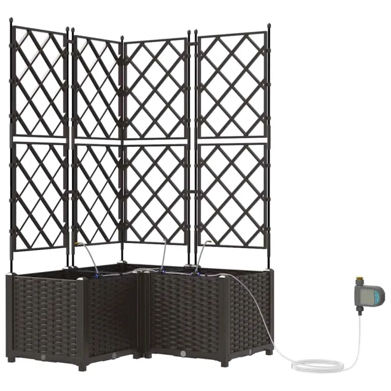 Sodo vazonas 3 pcs Ruda 80 x 80 x 142 cm Plastmasė