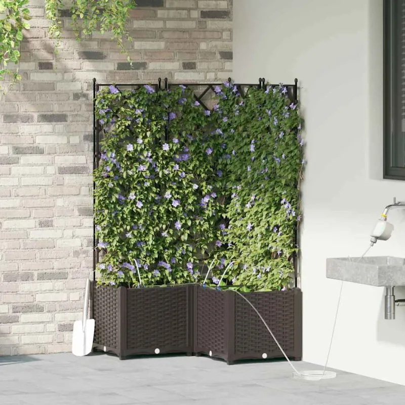 Sodo vazonas 3 pcs Ruda 80 x 80 x 142 cm Plastmasė