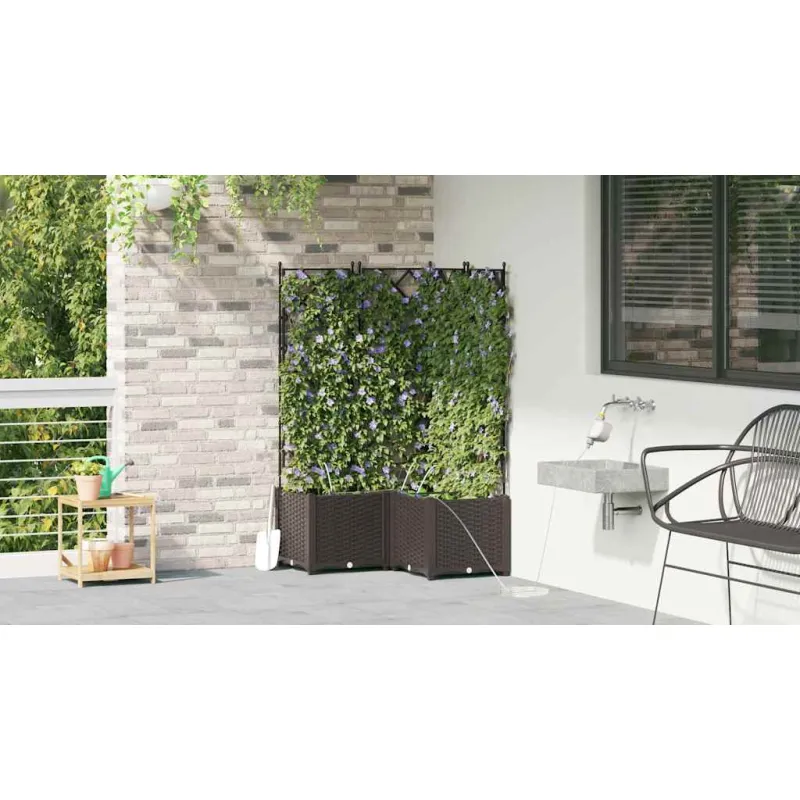 Sodo vazonas 3 pcs Ruda 80 x 80 x 142 cm Plastmasė