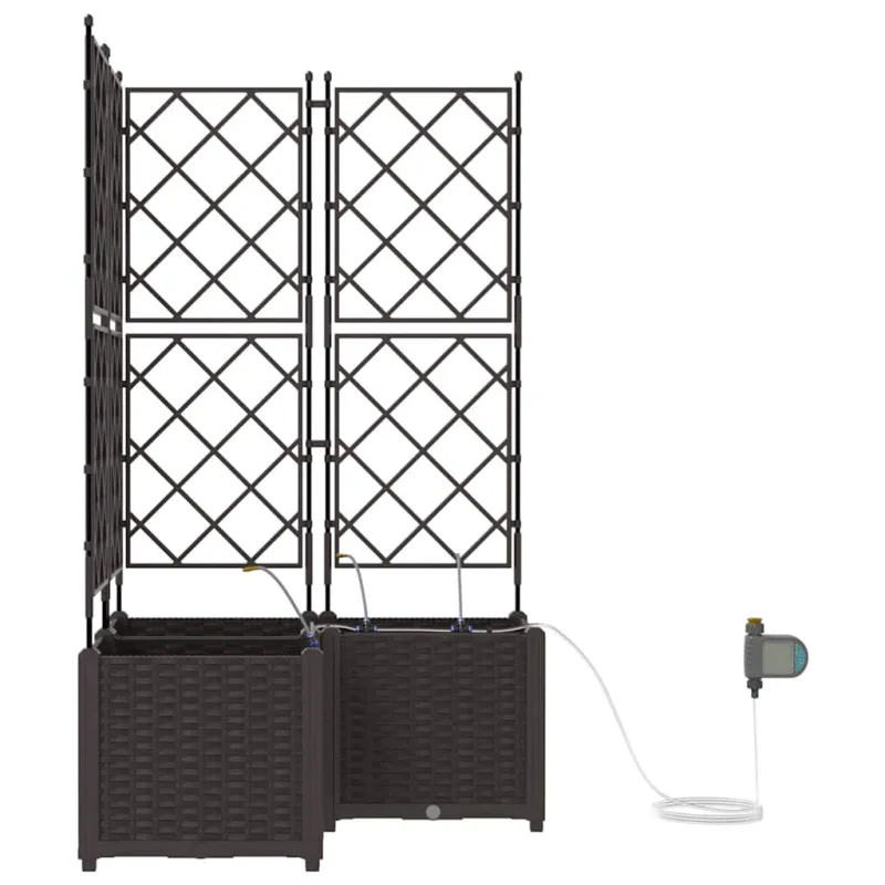 Sodo vazonas 3 pcs Ruda 80 x 80 x 142 cm Plastmasė