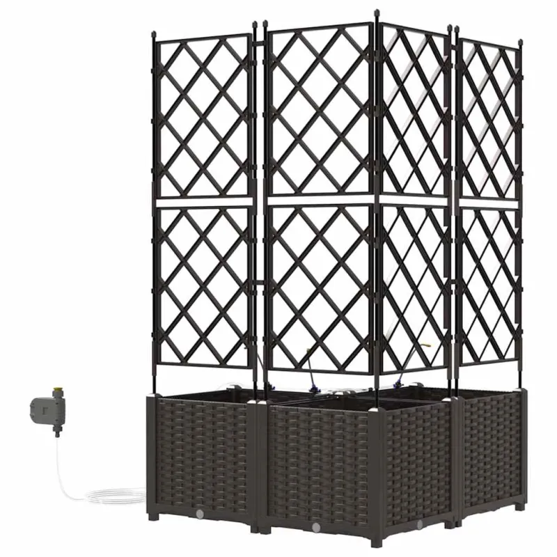 Sodo vazonas 3 pcs Ruda 80 x 80 x 142 cm Plastmasė