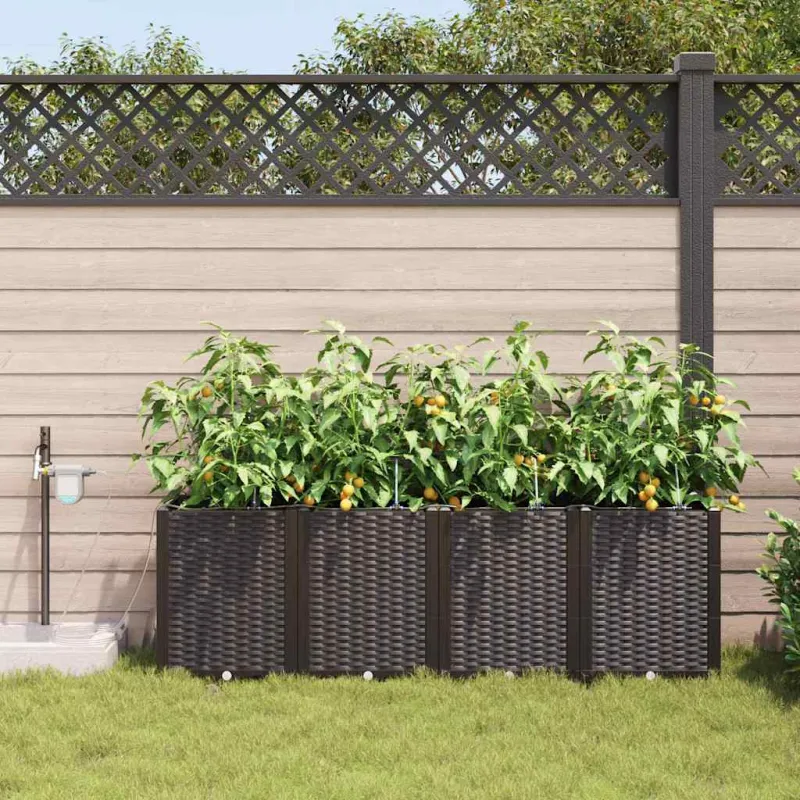 Sodo vazonas 4 pcs Ruda 160 x 40 x 52 cm Plastmasė