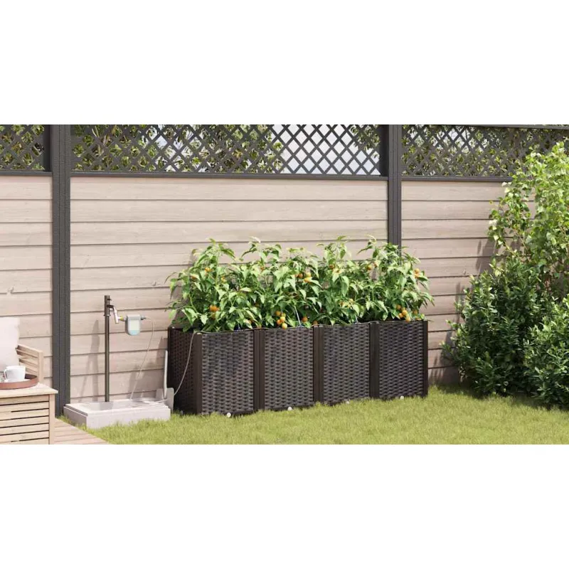 Sodo vazonas 4 pcs Ruda 160 x 40 x 52 cm Plastmasė