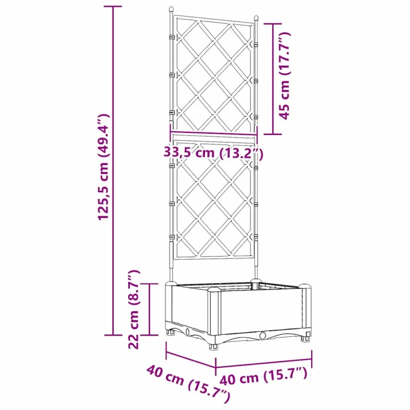 Sodo vazonas Juodas 40 x 40 x 125,5 cm Plastmasė