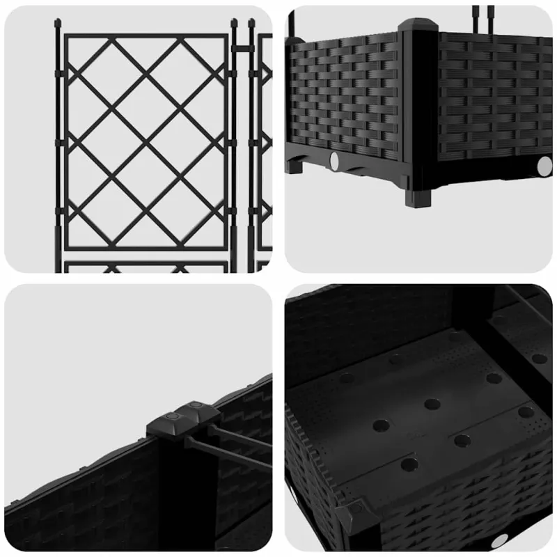 Sodo vazonas 2 pcs Juodas 80 x 40 x 125,5 cm Plastmasė