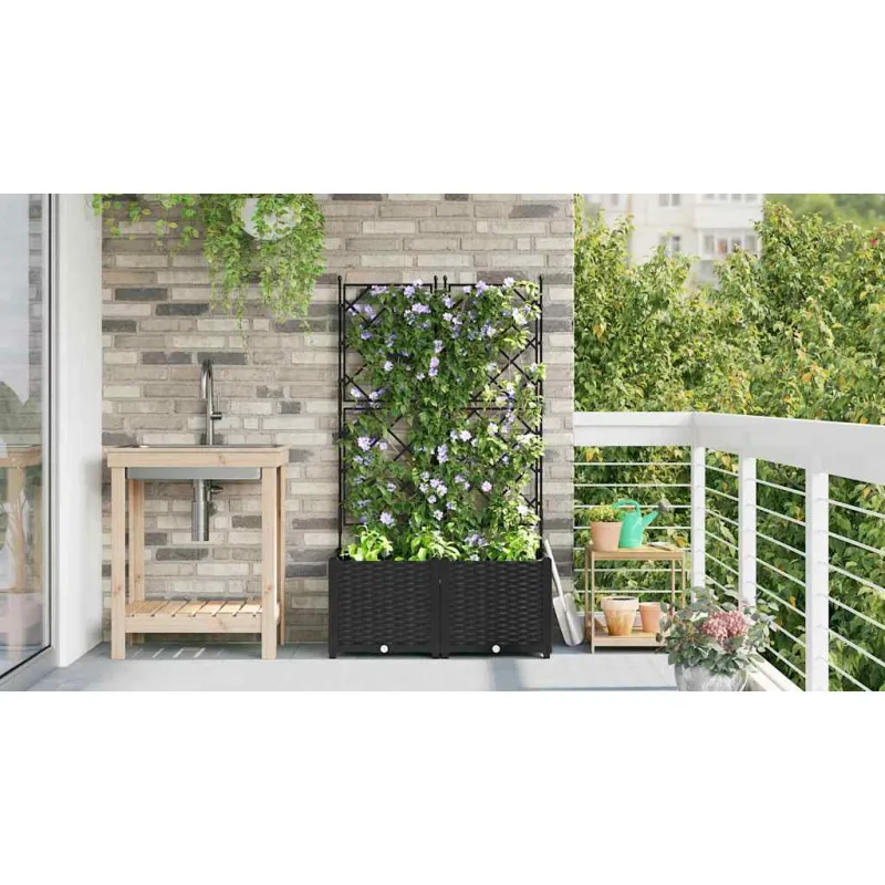 Sodo vazonas 2 pcs Juodas 80 x 40 x 143 cm Plastmasė