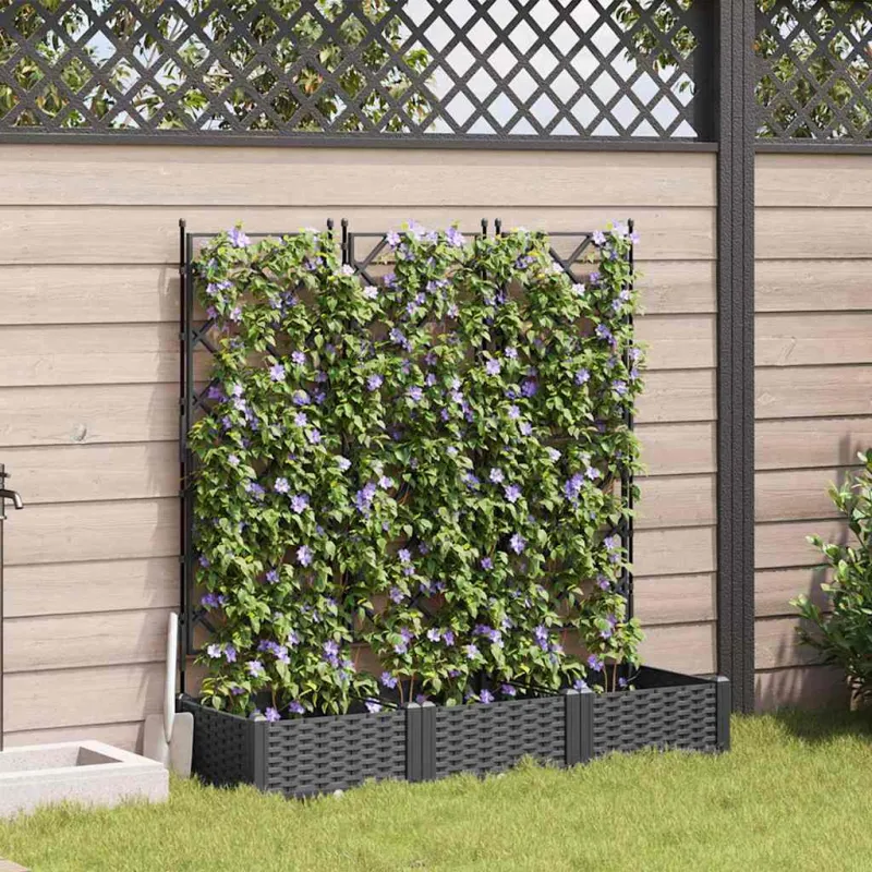 Sodo vazonas 3 pcs Juodas 120 x 40 x 125,5 cm Plastmasė