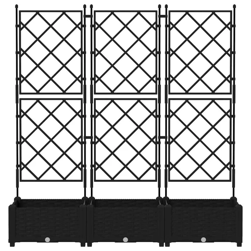Sodo vazonas 3 pcs Juodas 120 x 40 x 125,5 cm Plastmasė