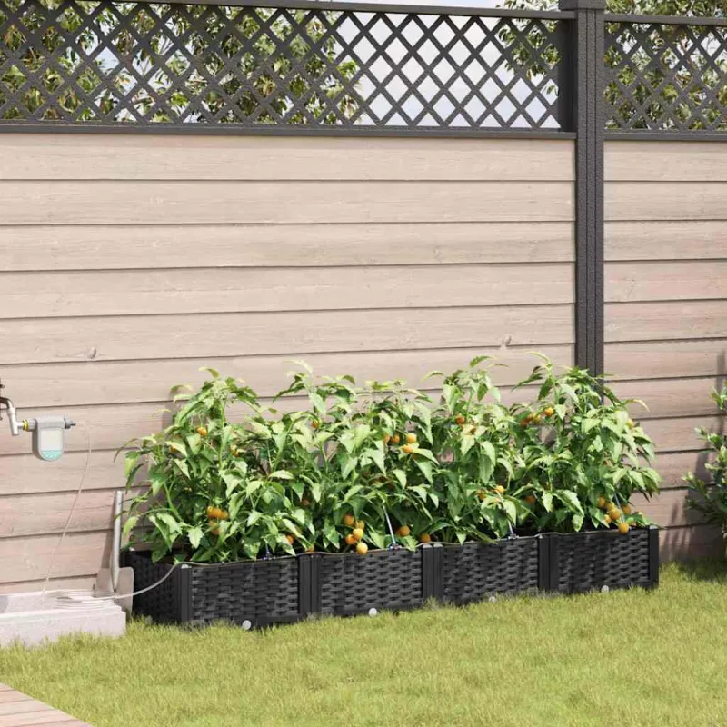 Sodo vazonas 4 pcs Juodas 160 x 40 x 22 cm Plastmasė