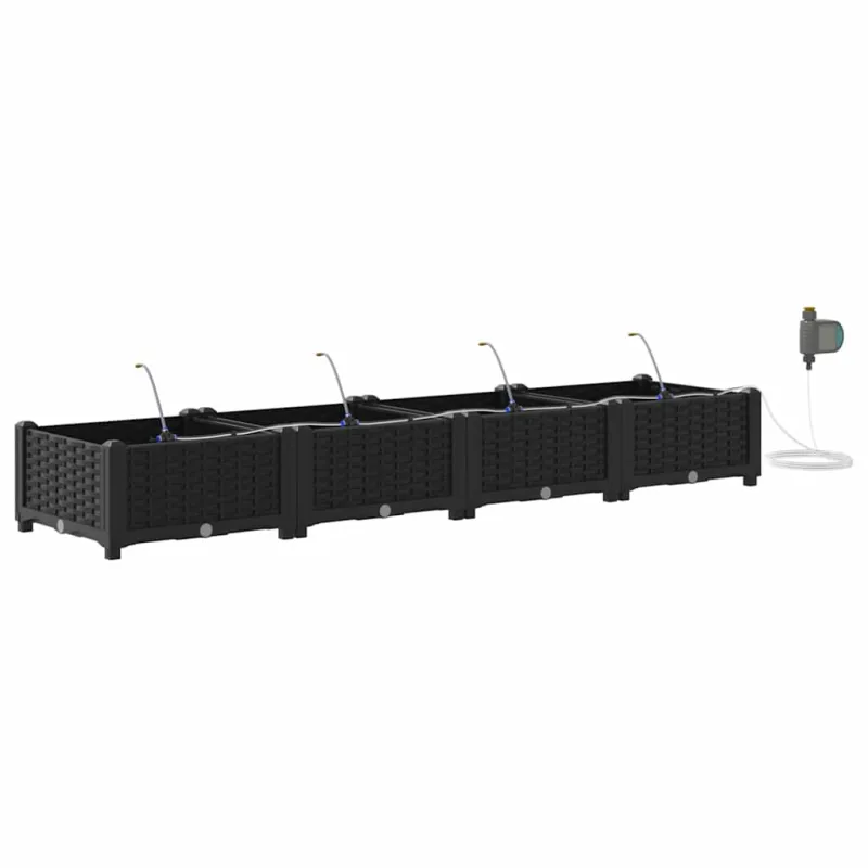 Sodo vazonas 4 pcs Juodas 160 x 40 x 22 cm Plastmasė
