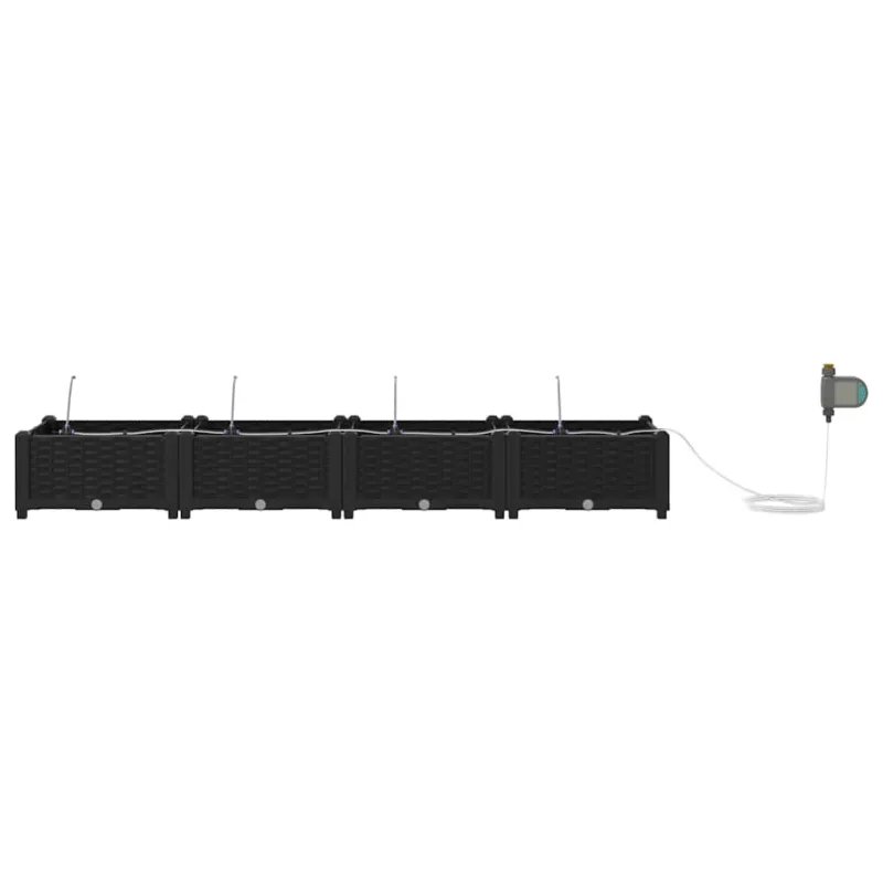 Sodo vazonas 4 pcs Juodas 160 x 40 x 22 cm Plastmasė