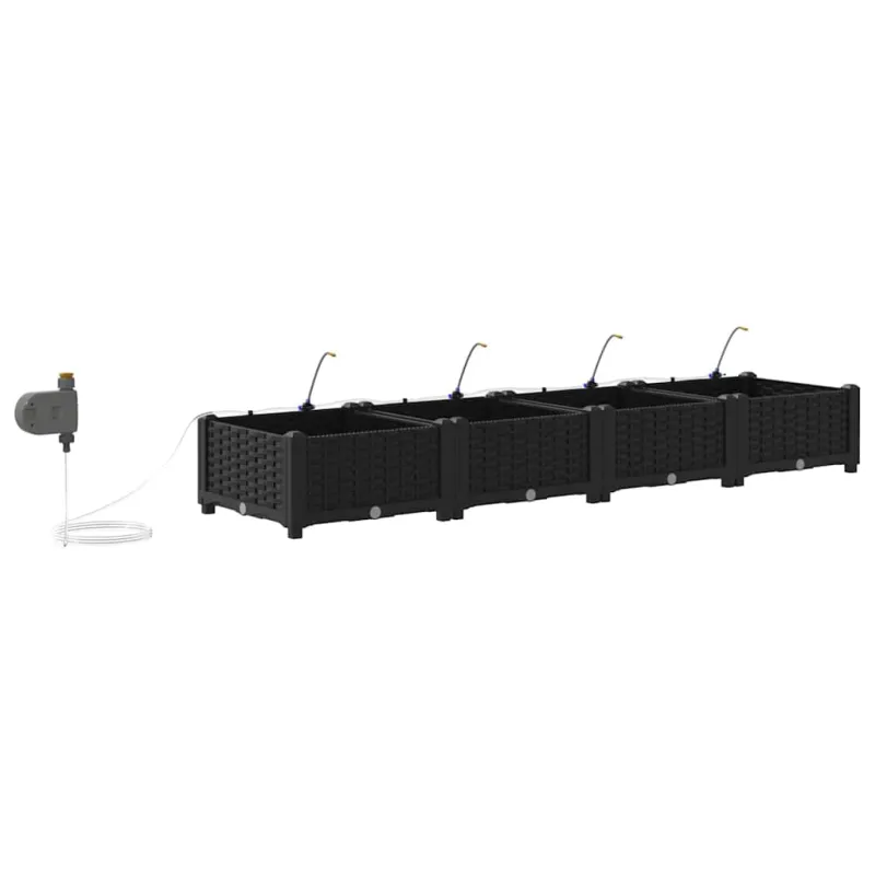 Sodo vazonas 4 pcs Juodas 160 x 40 x 22 cm Plastmasė