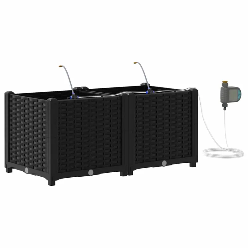 Sodo vazonas 2 pcs Juodas 80 x 40 x 37,5 cm Plastmasė