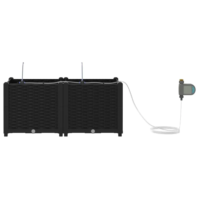 Sodo vazonas 2 pcs Juodas 80 x 40 x 37,5 cm Plastmasė