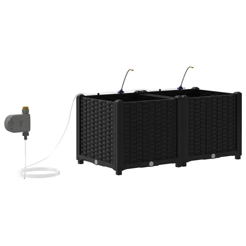 Sodo vazonas 2 pcs Juodas 80 x 40 x 37,5 cm Plastmasė