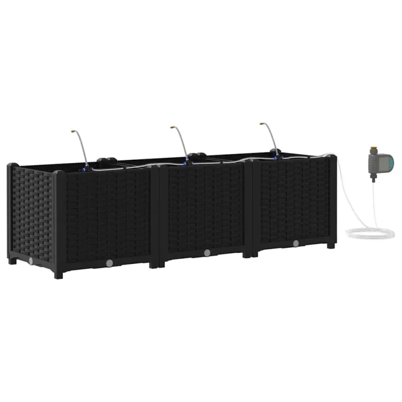 Sodo vazonas 3 pcs Juodas 120 x 40 x 37,5 cm Plastmasė