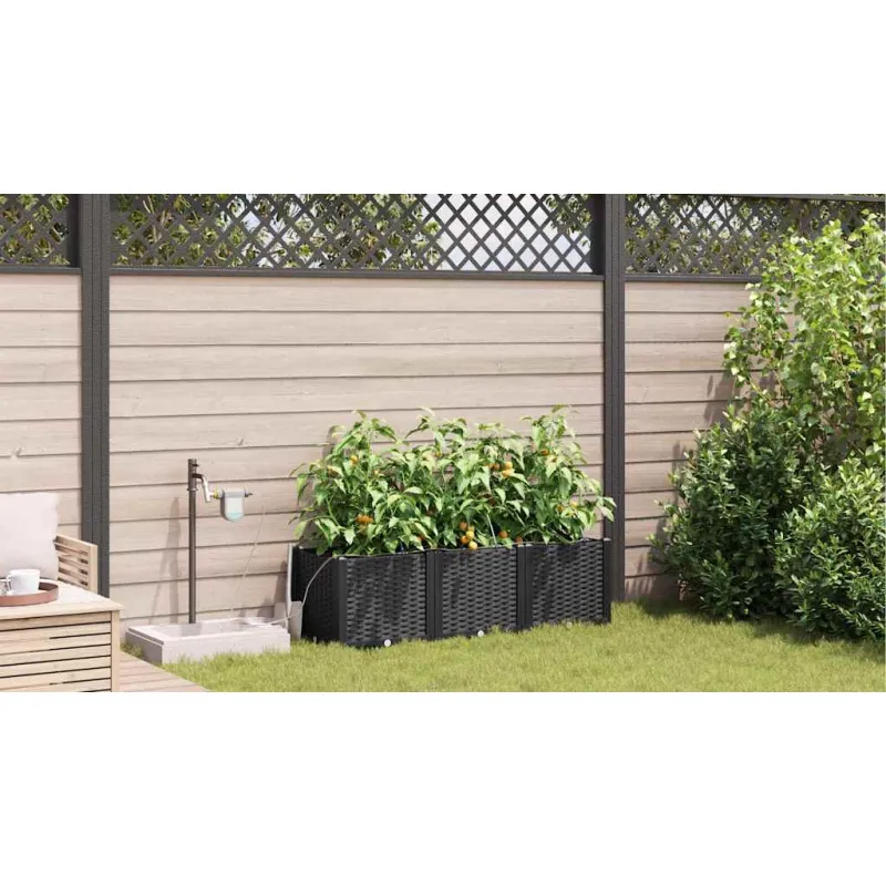 Sodo vazonas 3 pcs Juodas 120 x 40 x 37,5 cm Plastmasė