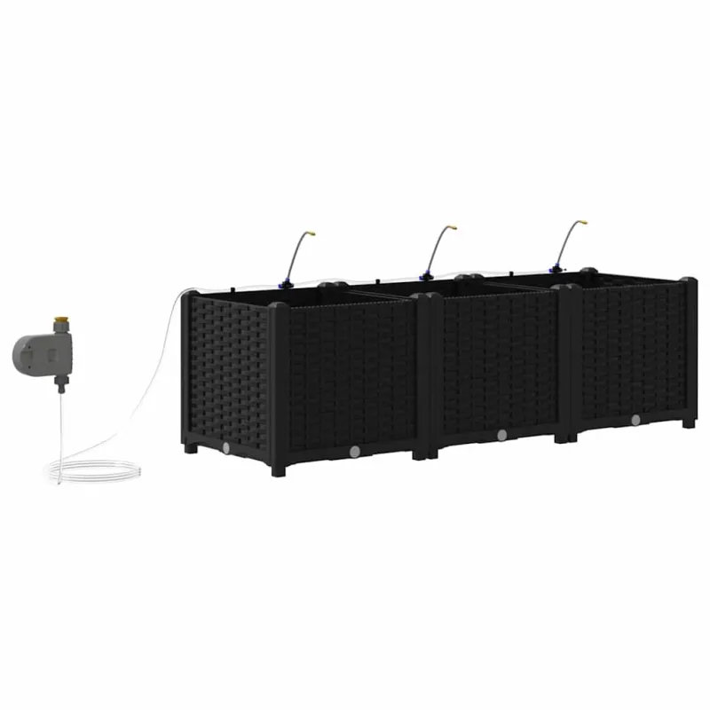 Sodo vazonas 3 pcs Juodas 120 x 40 x 37,5 cm Plastmasė